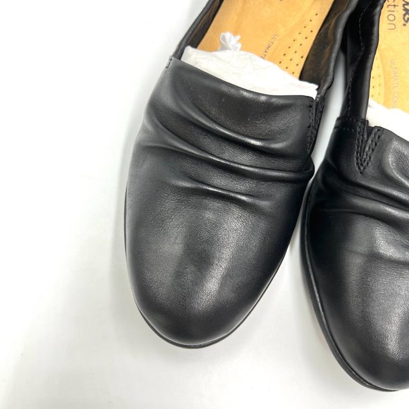 Clarks Womens Jenette Ruby Black Leather Slip On‎ Comfort Flats Loafers Shoes 6M - Picture 3 of 12